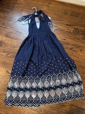 New With Tags Vineyard Vines "Fish Dress" Sconset Eyelet Halter Dress XS